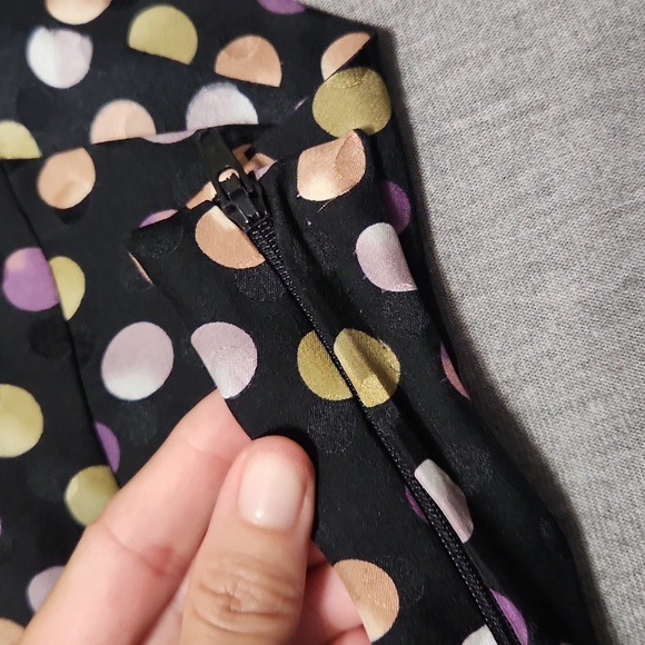 Vintage Polka Dot Chinese Neckline Asymmetrical Hem Cap Sleeve Peplum Blouse Top - Picture 10 of 10